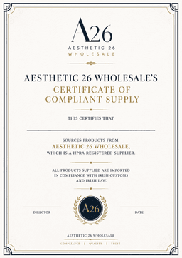 Aesthetic 26 Certificate of Compliant Supply